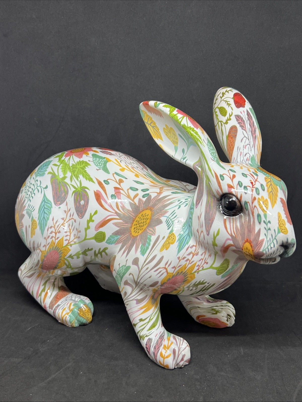 NEW Vintage Easter Floral Bunny Rabbit Resin Spring Decor