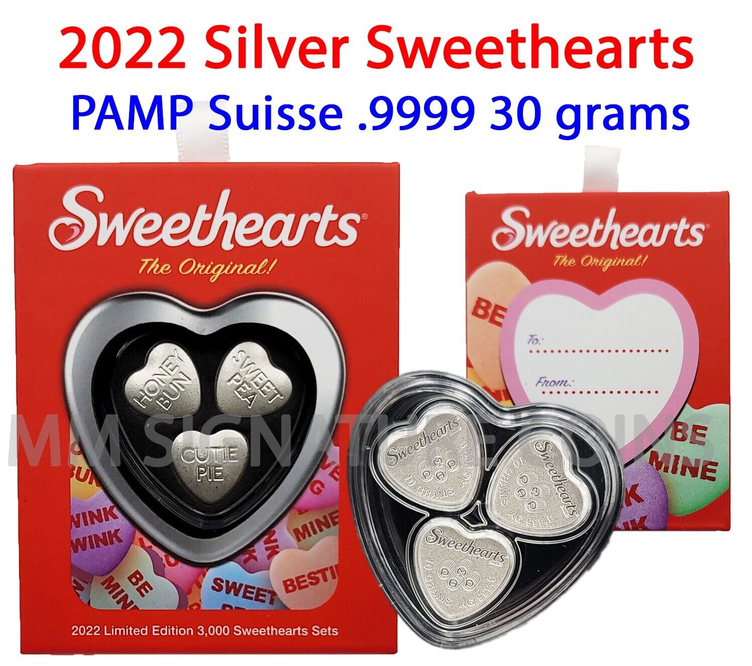 2022 Silver Sweethearts Set OGP PAMP Suisse 30 Gram .9999 Silver FINAL QUANTITY