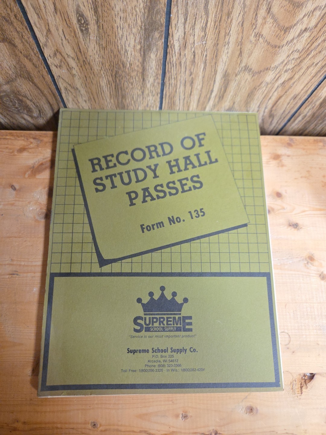 Vintage Record Of Study Hall Passes From Supreme School Supply