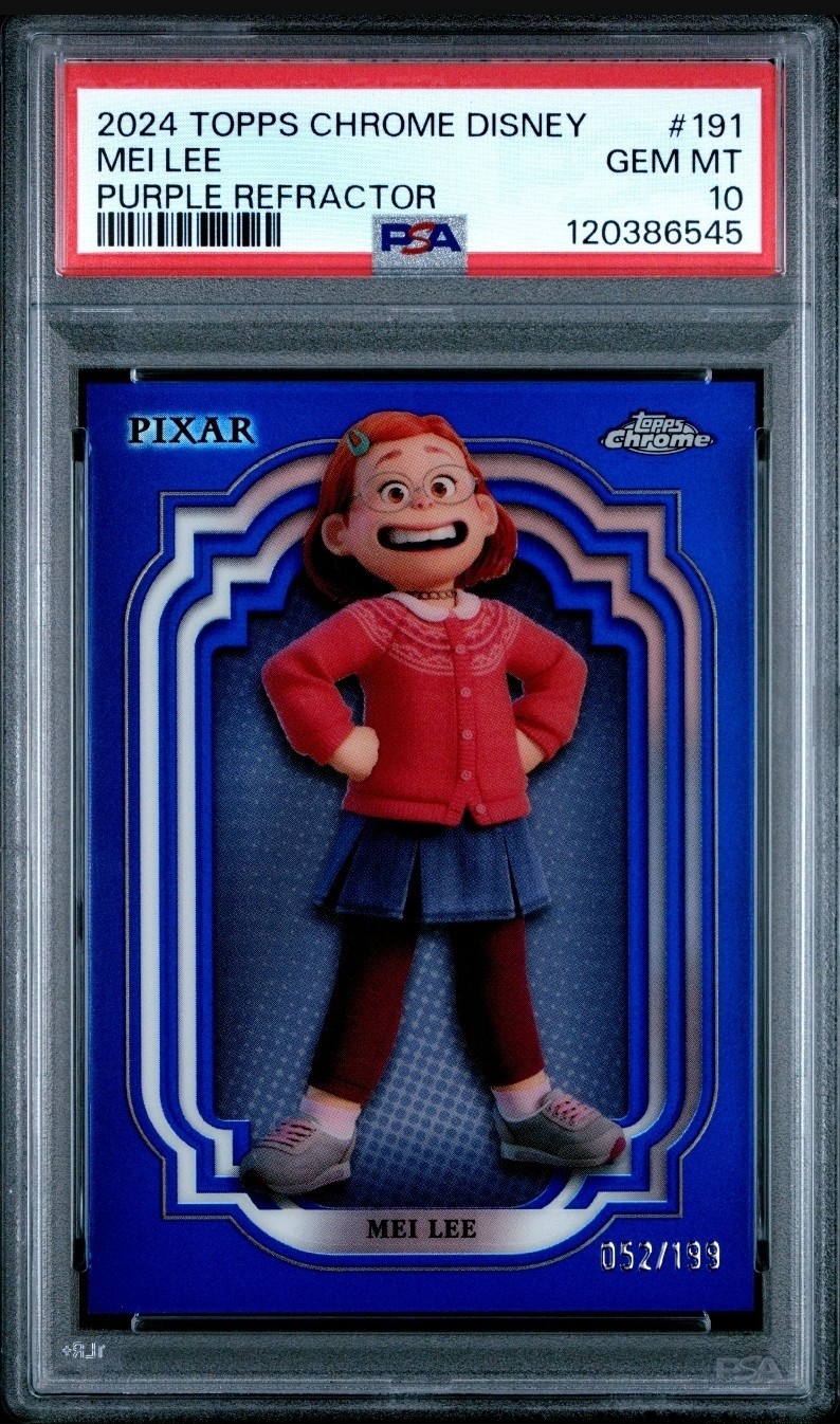 2024-2025 Topps Chrome Disney Mei Lee  Purple Refractor /199 #191 PSA 10