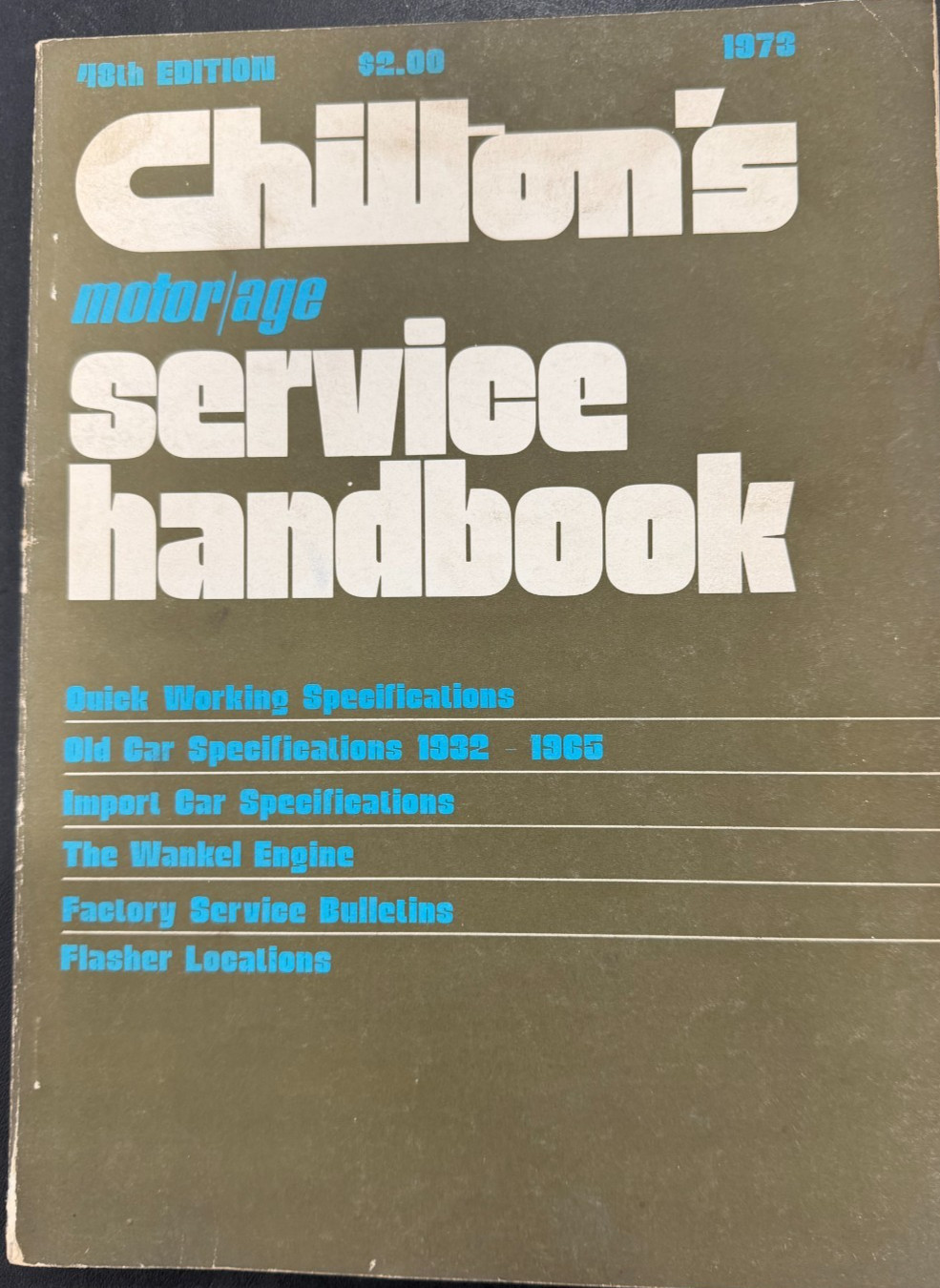 VINTAGE 1973 CHILTONS MOTOR AGE SERVICE HANDBOOK MANUAL REPAIR GUIDE BOOK