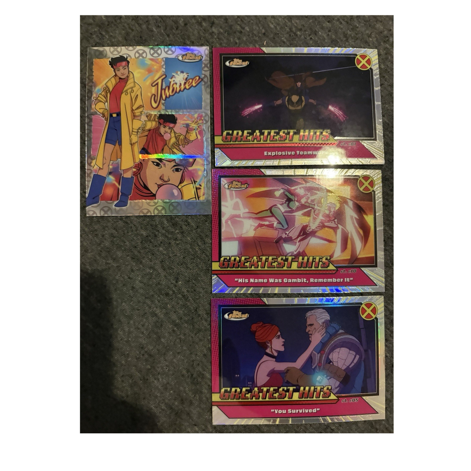 2023 Topps Finest Marvel X-Men Lot of 4 Cards Greatest Hits Jubilee Gambit 2023 Topps Finest Marvel X-Men Lot of 4 Cards Greatest Hits Jubilee Gambit