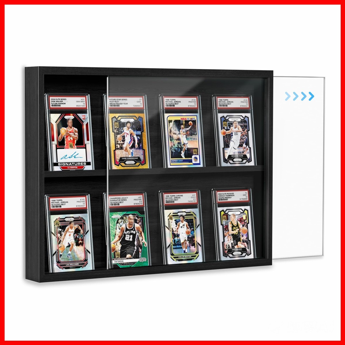 Emfogo Card Display Case, Trading Card Display Clear View, Wooden Graded Sports Emfogo Card Display Case, Trading Card Display Clear View, Wooden Graded Sports
