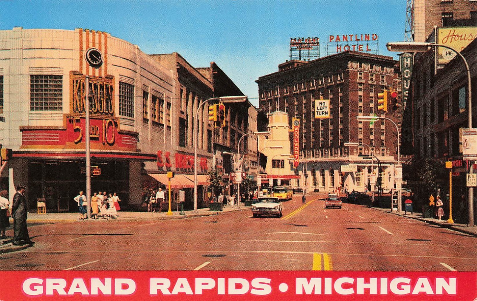 Grand Rapids Michigan MI Downtown Monroe Avenue Main Street Vtg Postcard 12A