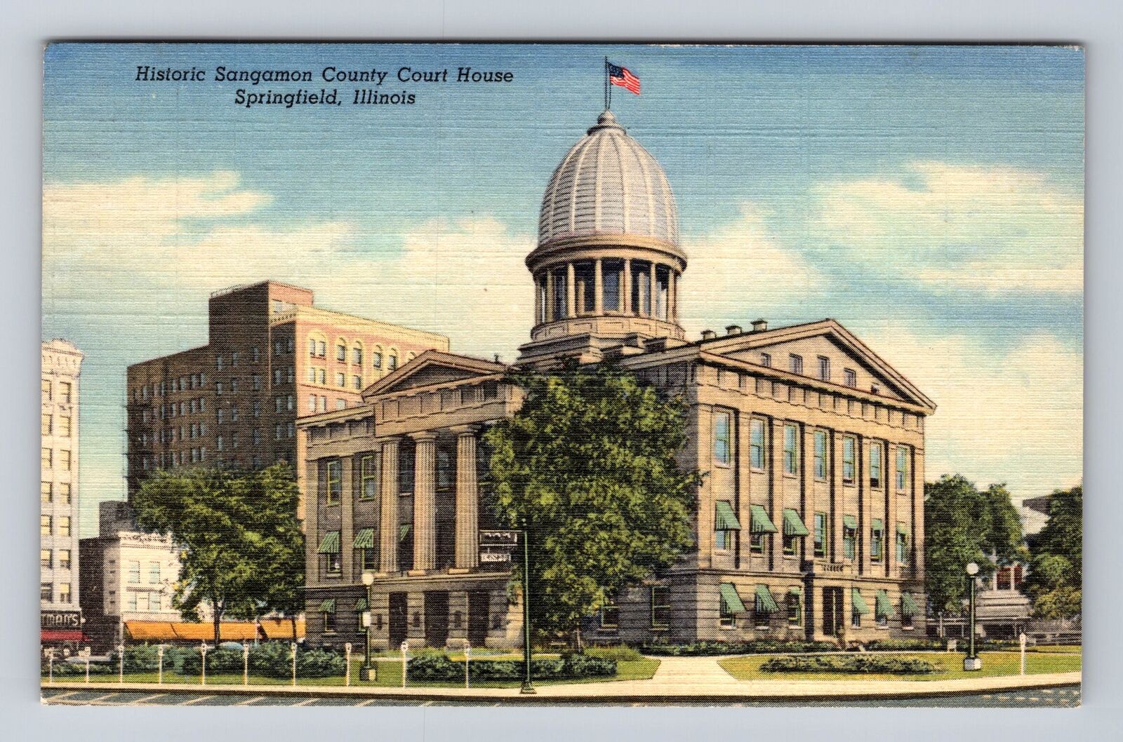 Springfield IL-Illinois, Sangamon County Court House, Vintage c1950 Postcard