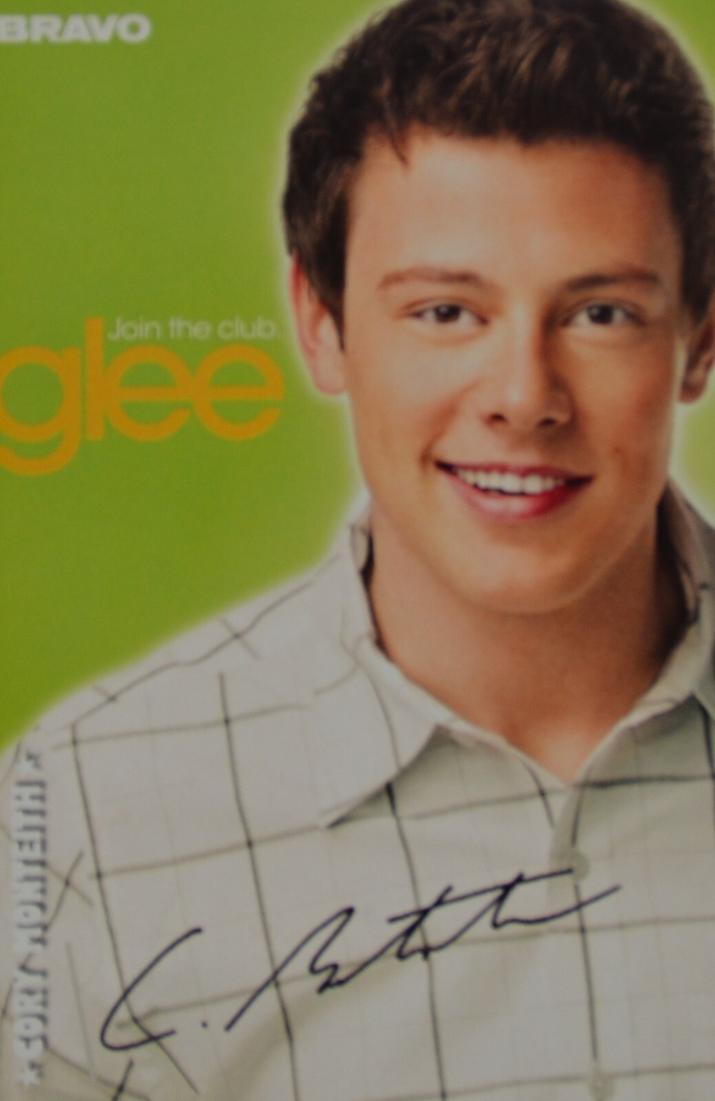 CORY MONTEITH - Autograph Card 10x7cm - Glee Star Autograph Card BRAVO Magazine