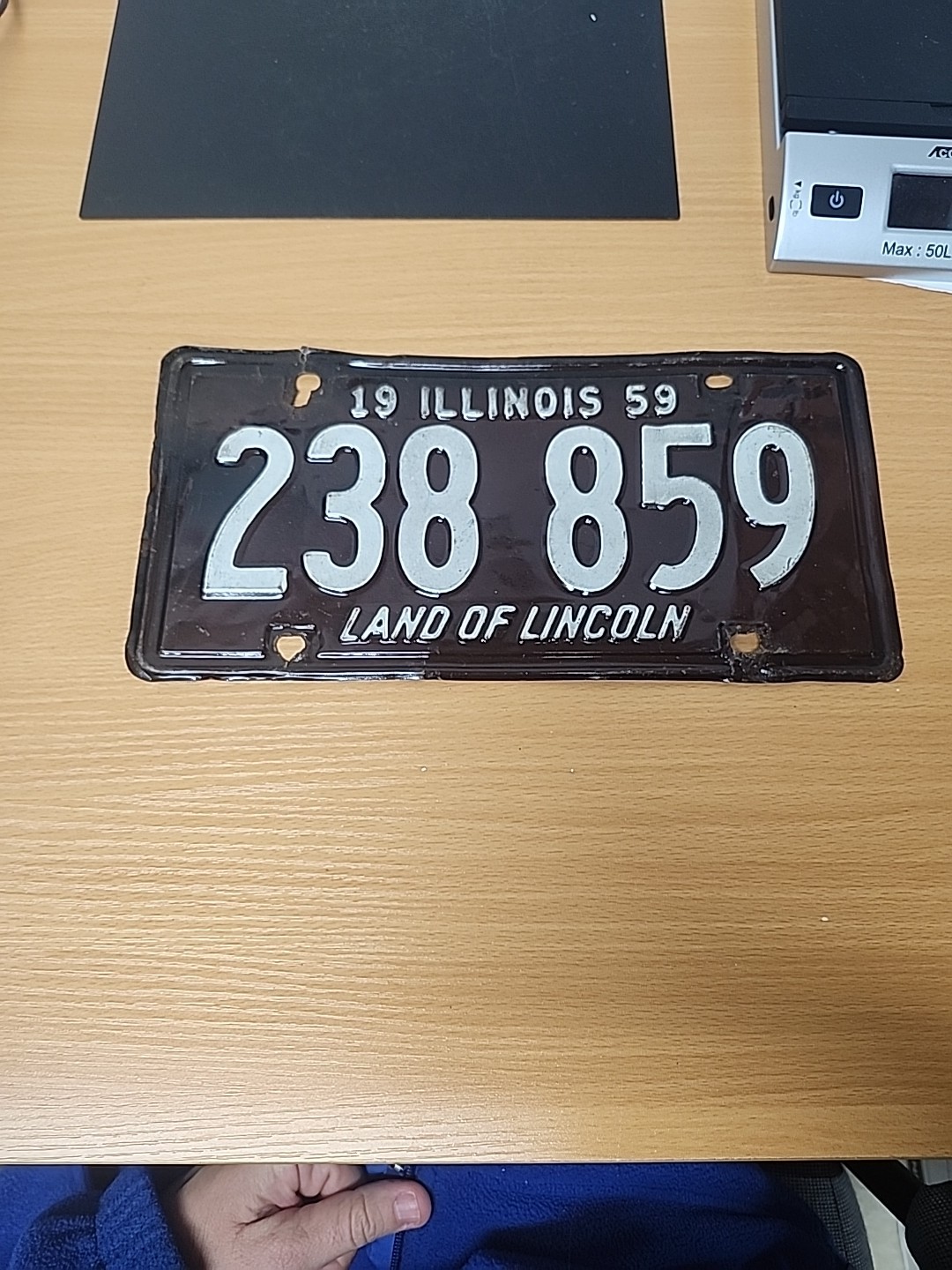 Vintage 1959 Illinois License Plate 238 859