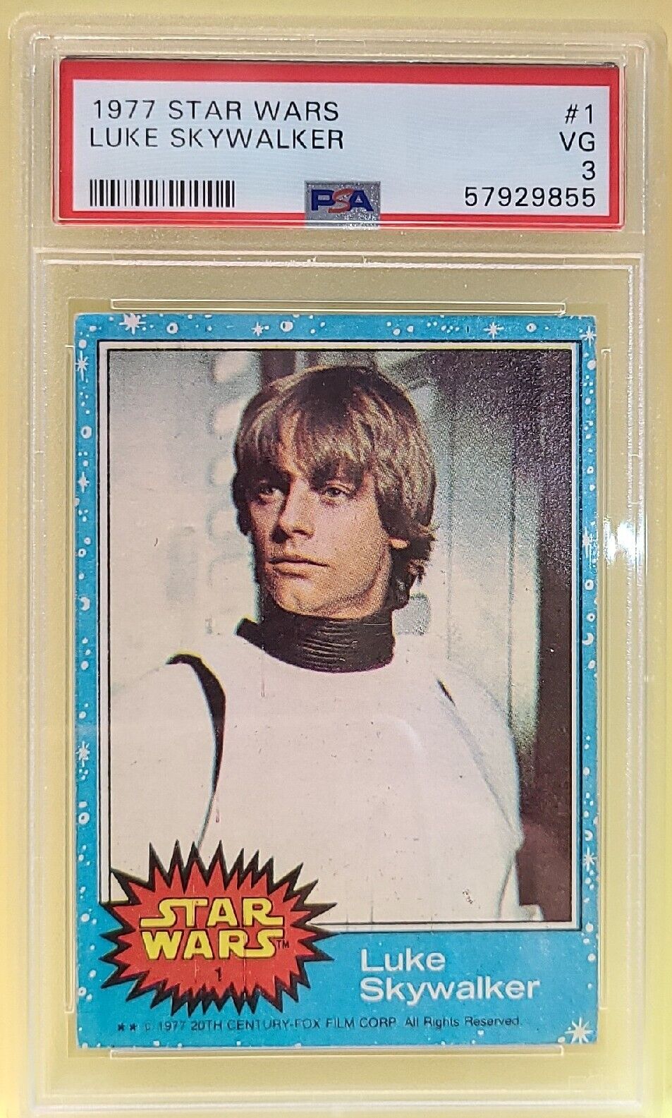 Star Wars Luke Skywalker #1 Rookie RC Card Very Good Series 1 PSA 3 Topps 1977