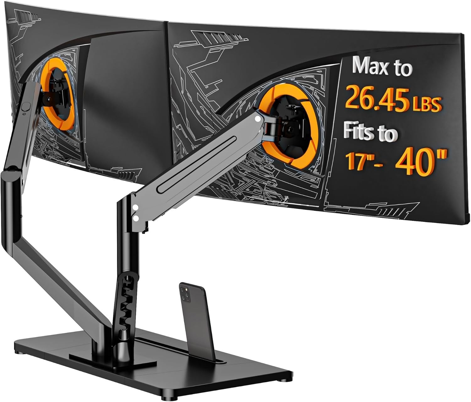 Stand Standing Desk Mount for 2 Screens up to 40
