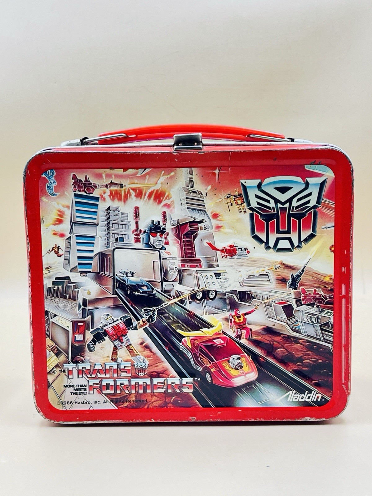 Vintage 1986 Transformers Metal Lunchbox No Thermos Aladdin Hasbro G1