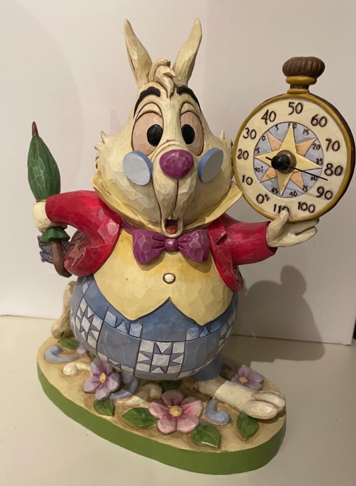 Disney Showcase Jim Shore Alice in Wonderland  White Rabbit Thermometer Figurine