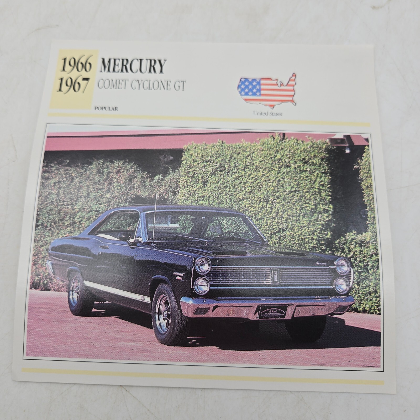 1966 1967 Mercury Comet Cyclone GT Sport Classic Cars Collectors Club Card VTG 1966 1967 Mercury Comet Cyclone GT Sport Classic Cars Collectors Club Card VTG