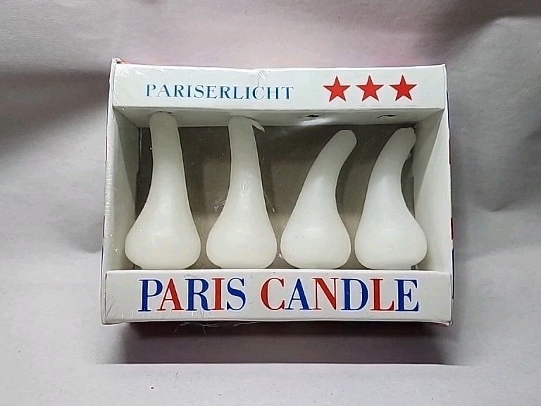 New In Box 4 Pariserlicht Paris White Candle Handwork Made in Germany 