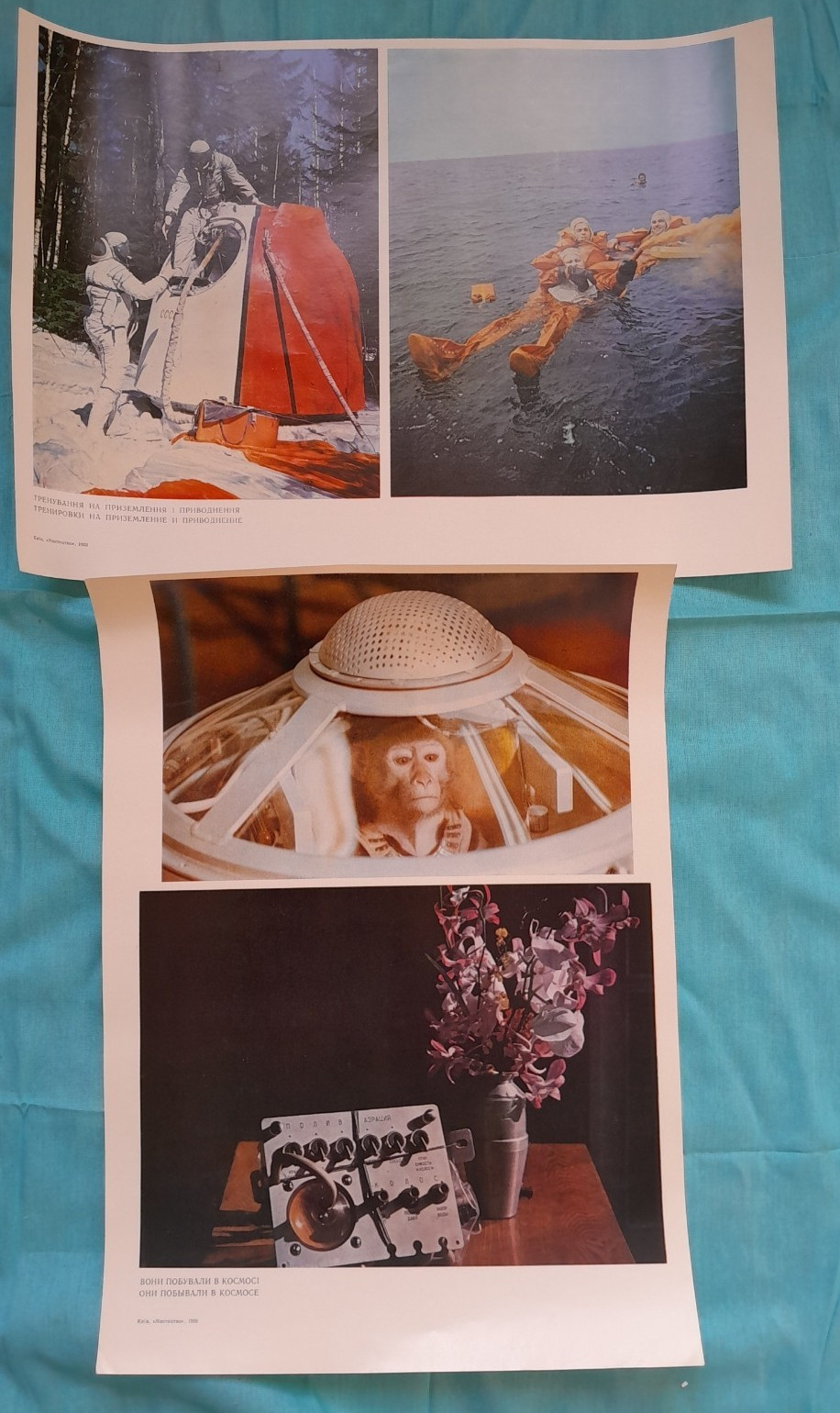 Soviet Poster  Space Exploration Print Sheet – Cosmonaut Training, Space Monkey