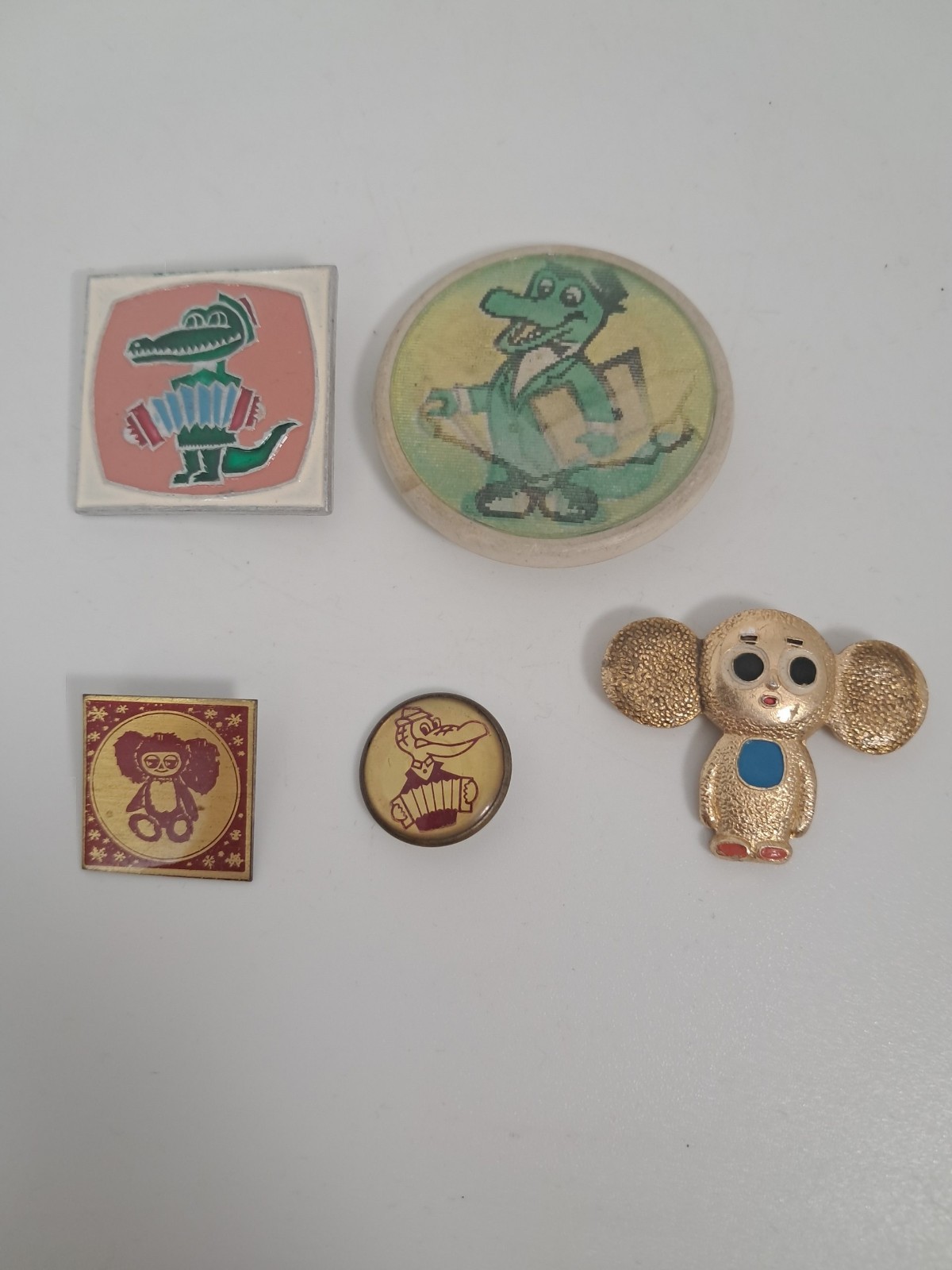 Cheburashka Badges Soviet Cartoon Badge Vintage Pin Pinback Collectible USSR