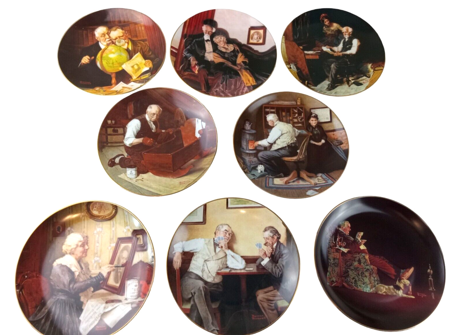 Knowles Norman Rockwell GOLDEN MOMENTS Complete Set All 8 Collector Plates MINT