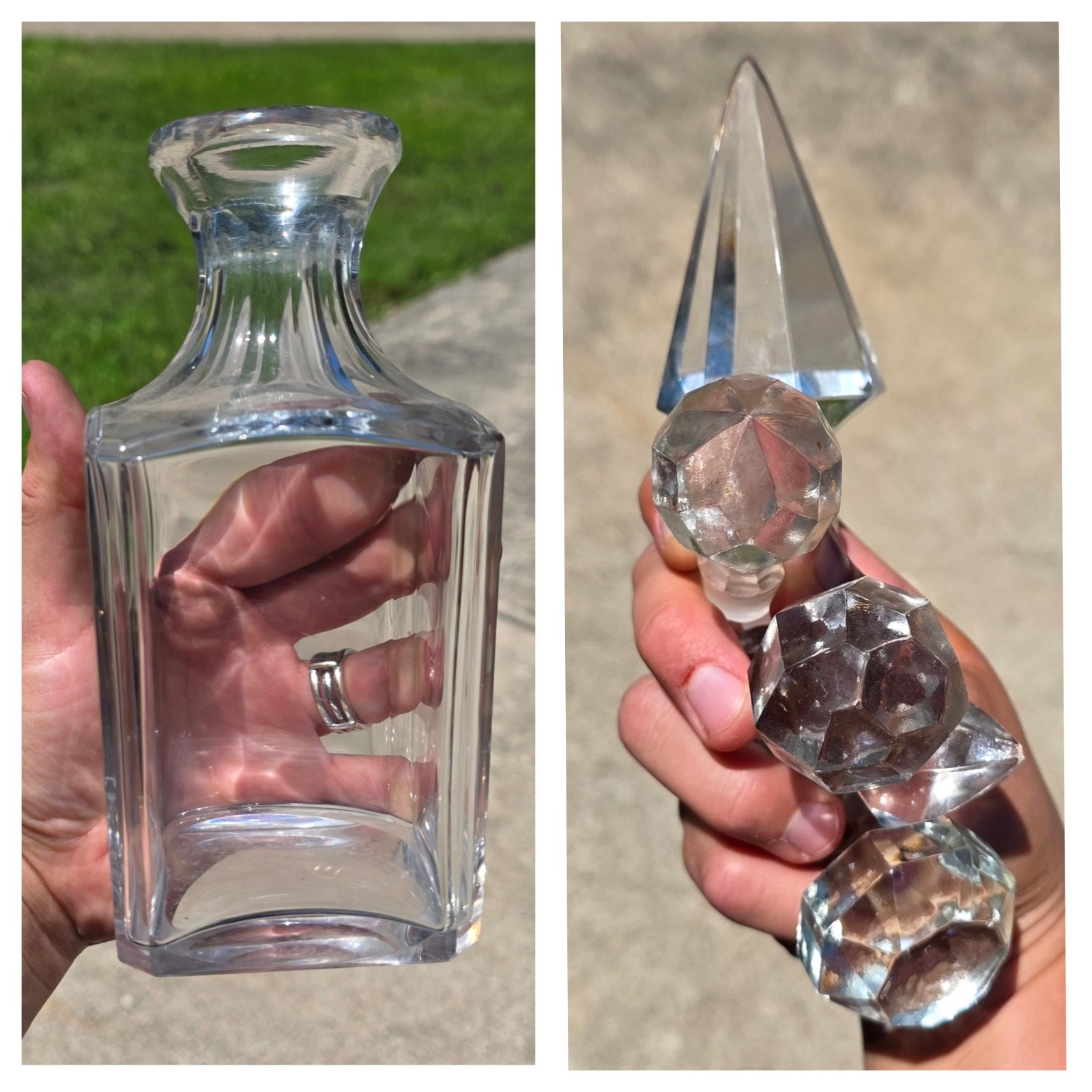 Vintage Signed Baccarat France Crystal Square Whiskey Decanter + 5 Stoppers Vintage Signed Baccarat France Crystal Square Whiskey Decanter + 5 Stoppers