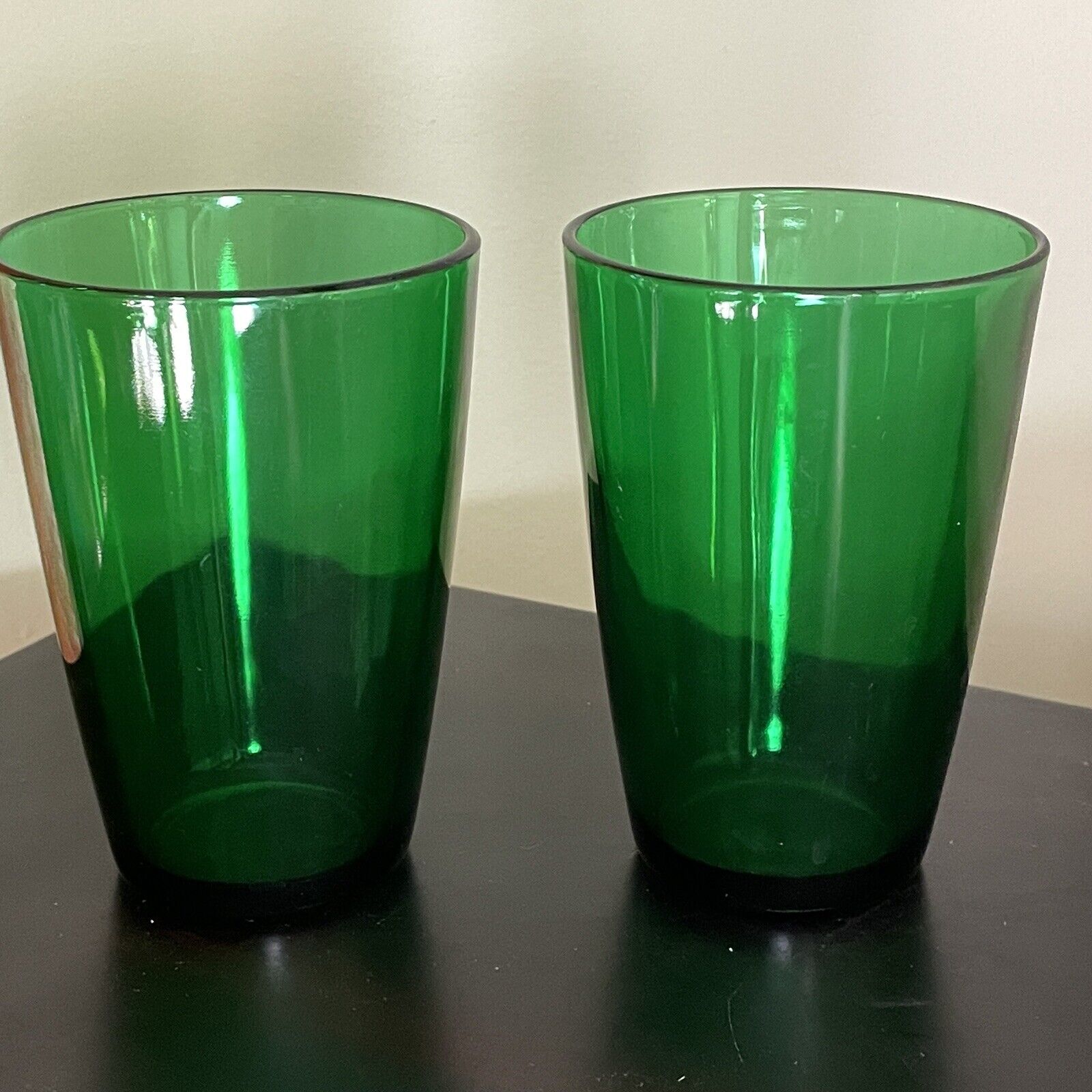 Lot 2 Anchor Hocking Tapered Tumbler Juice Glass Forest Green MCM 4.25\