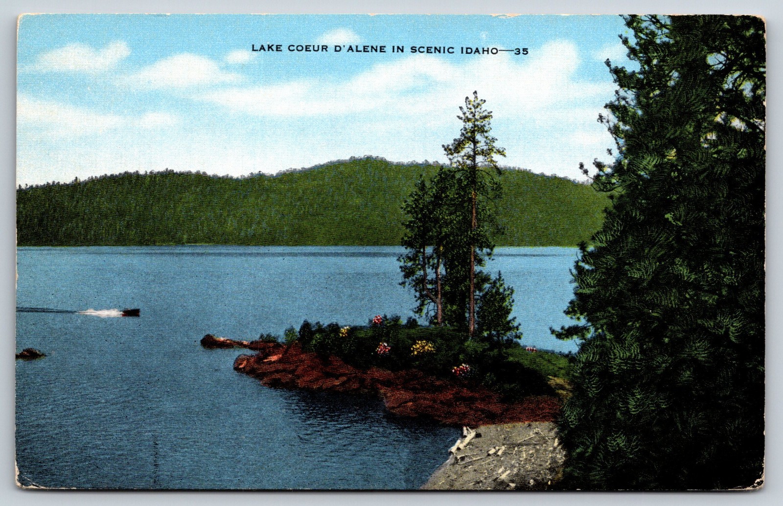 Vintage Postcard Lake Coeur D' Alene Idaho