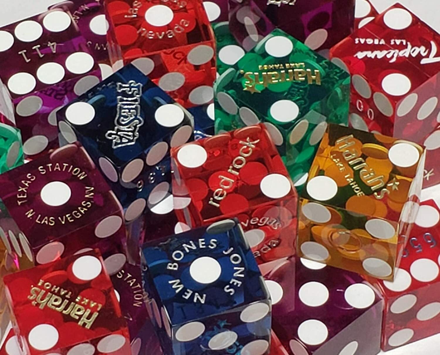 Authentic Las Vegas & Nevada Casino Table-Played Craps Dice 2 Pairs (4 Dice)