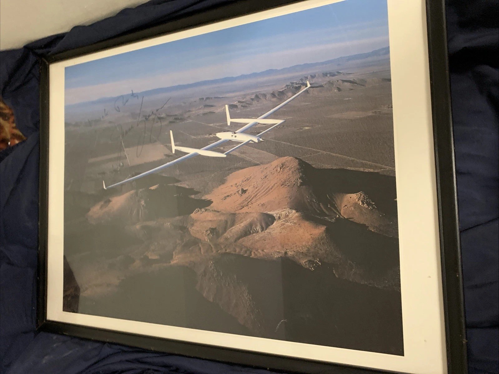 Signed Photo Rutan Voyager in Flight Signed By Dick Rutan & Jeana Yeager