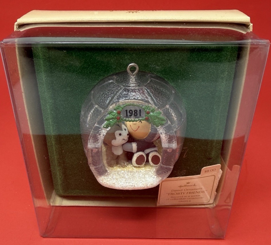 HALLMARK 1981 FROSTY FRIENDS 2ND IN SERIES ESKIMO HUSKY IGLOO ORNAMENT W BOX
