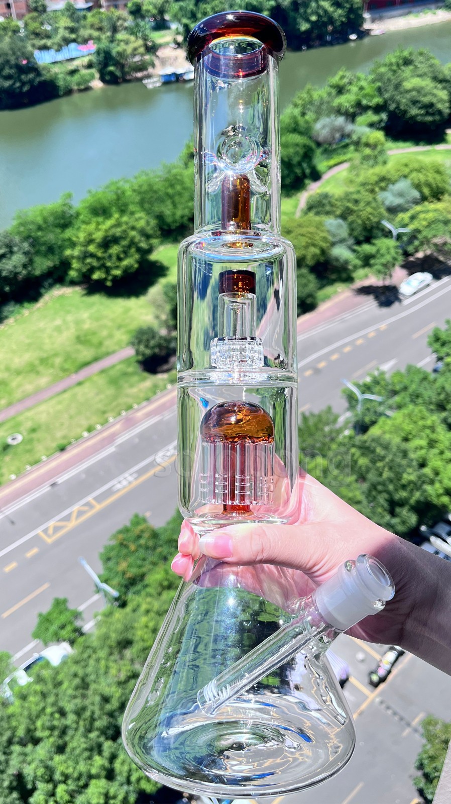 16 Inch Heavy Glass Bong Percolator Water Pipes Smoking Hookah 14mm Bowl Thick