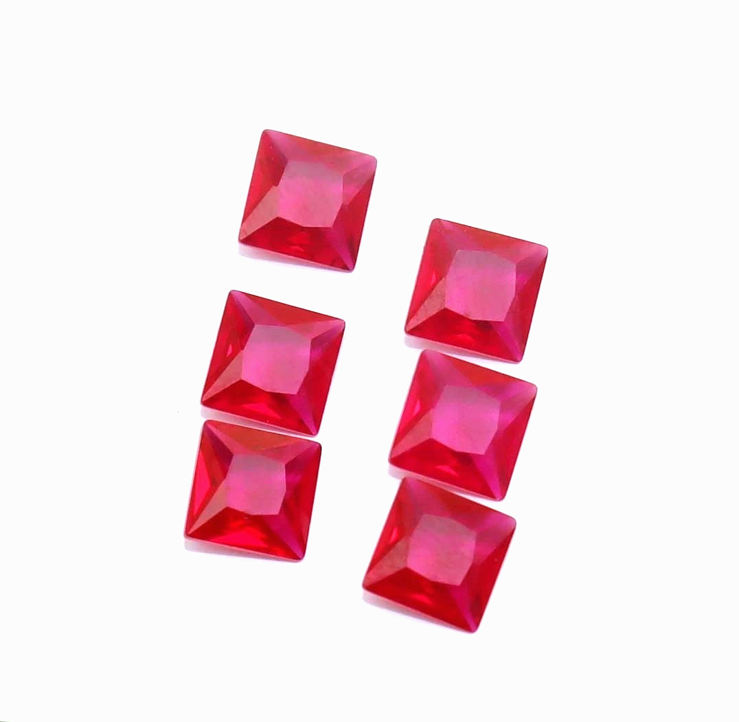 6.60 Ct Natural Princess Cut Burmese Red Ruby GGI Certified Loose Gemstone 6 Pcs 6.60 Ct Natural Princess Cut Burmese Red Ruby GGI Certified Loose Gemstone 6 Pcs