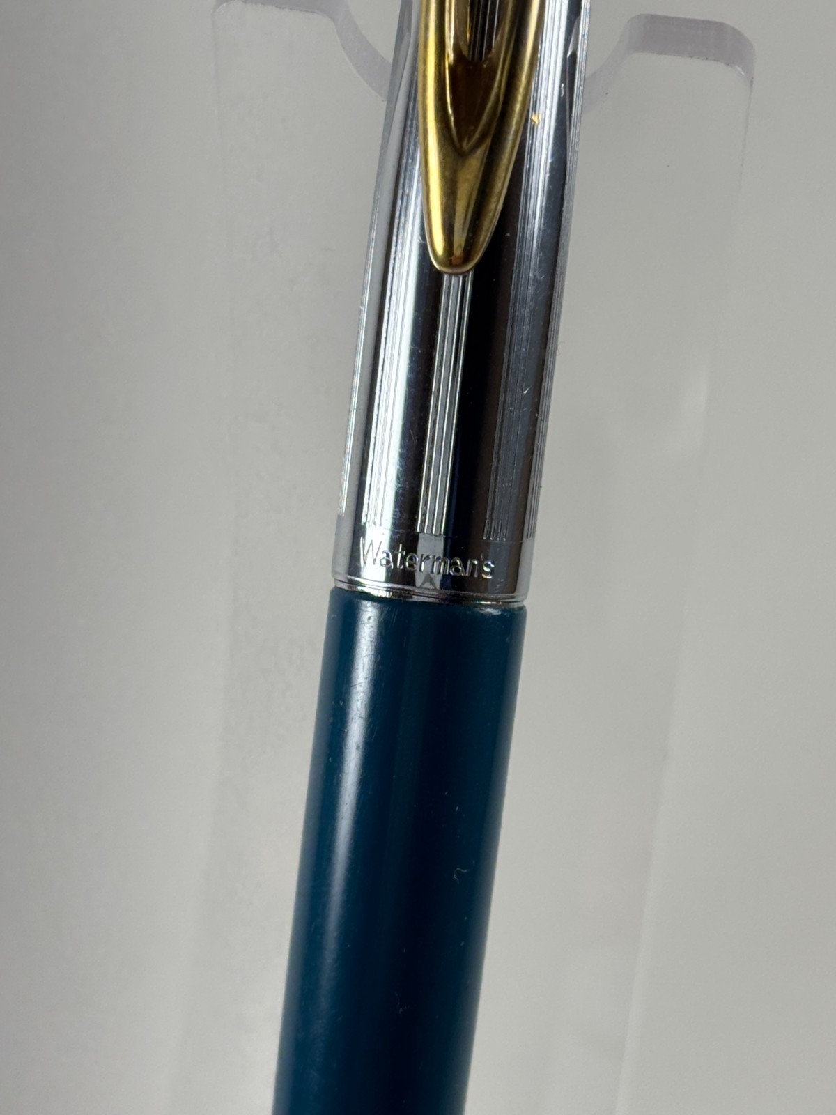 Waterman\'s C/F Fountain Pen Blue & Steel 14K Gold Nib with Original Converter