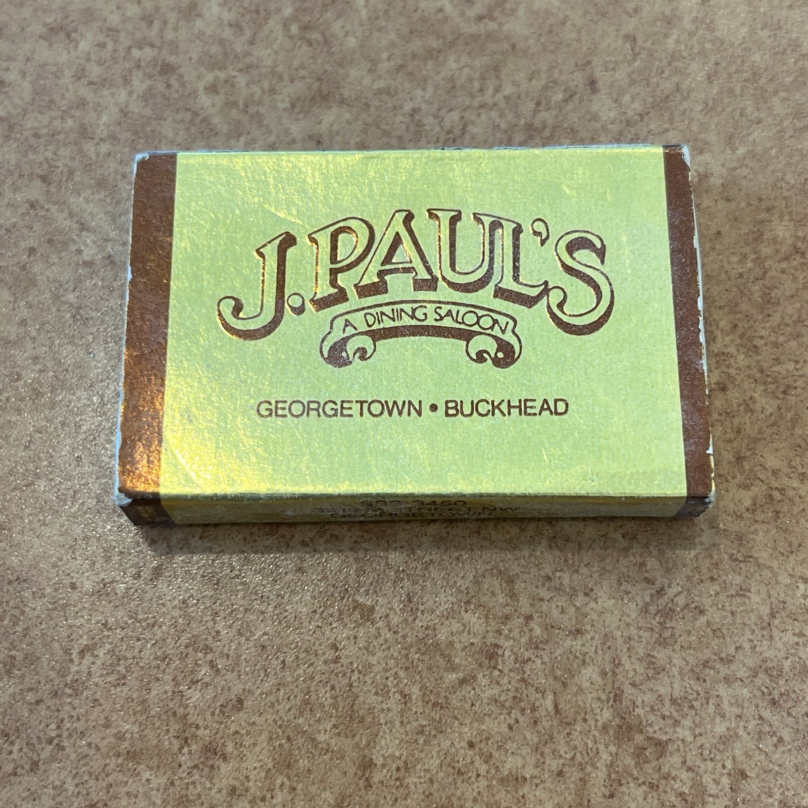 J Paul’s A Dining Saloon Bar Matchbox Georgetown Buckhead Atlanta GA New NOS
