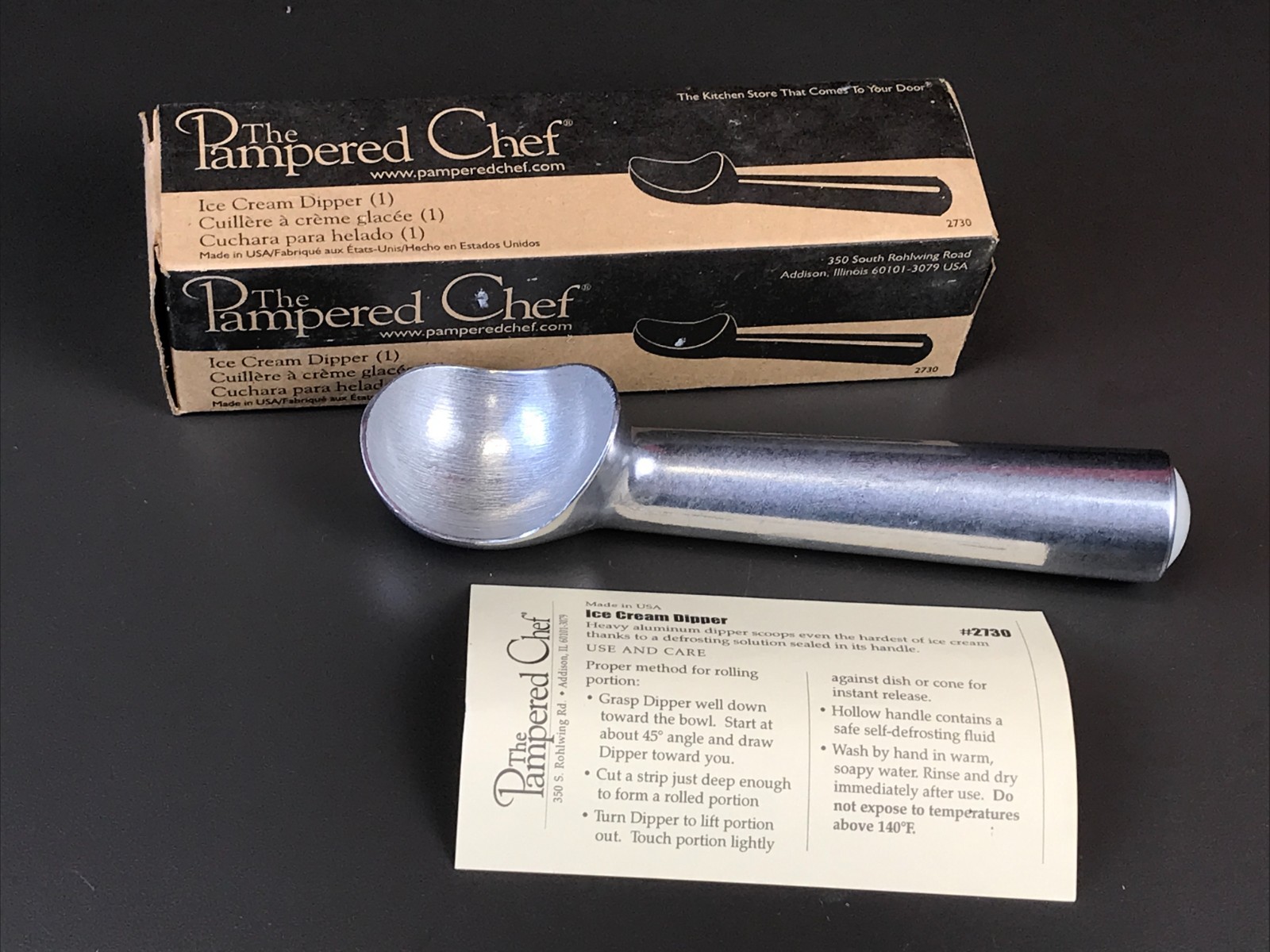 Pampered Chef ICE CREAM DIPPER Scoop Made in USA #2730 Brand New in Box