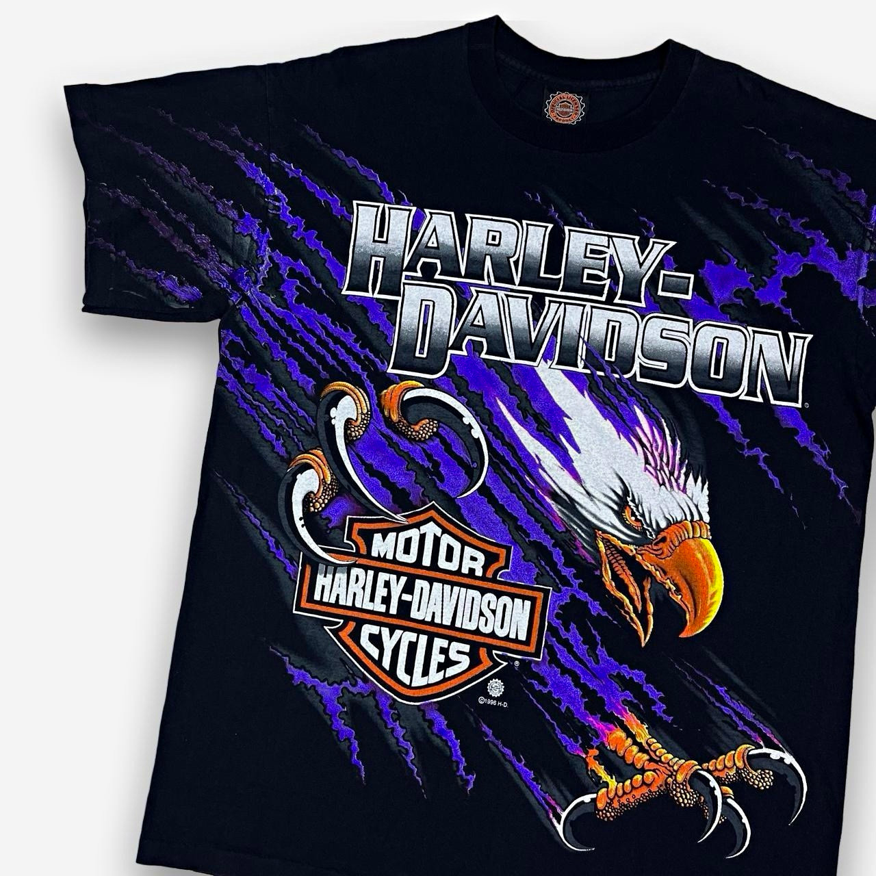 Vintage 1996 Harley Davidson Screaming Eagle Rip Graphic T-Shirt USA 90s L