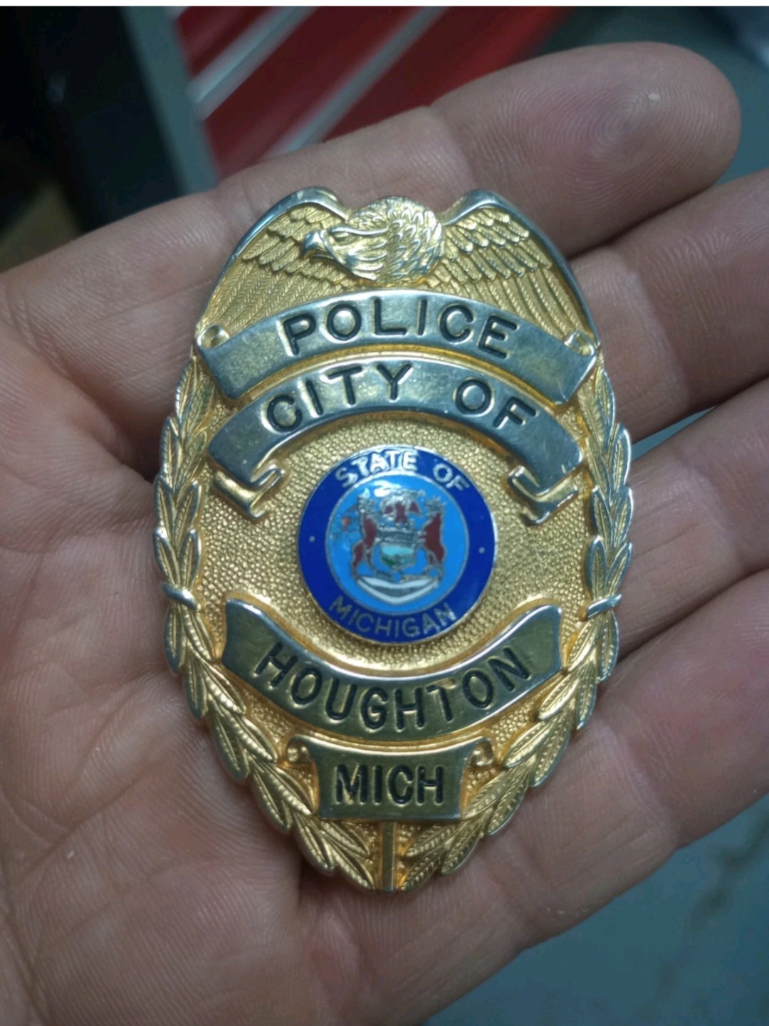 Houghton Michigan Police Breast Badge Upper Peninsula Michigan Defunct Obsolete
