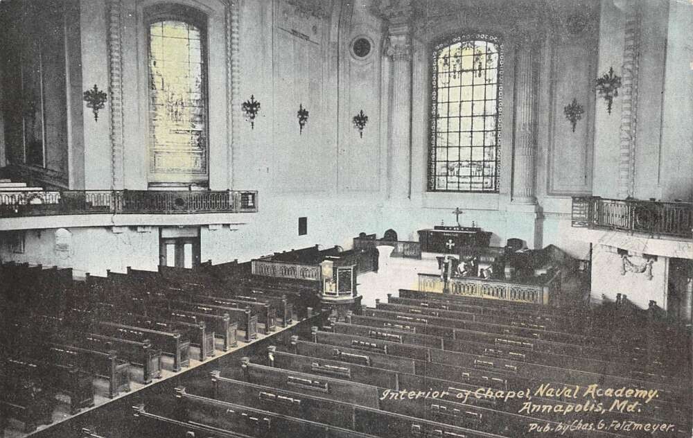 Annapolis Maryland Naval Academy Chapel Interior Postcard A107759