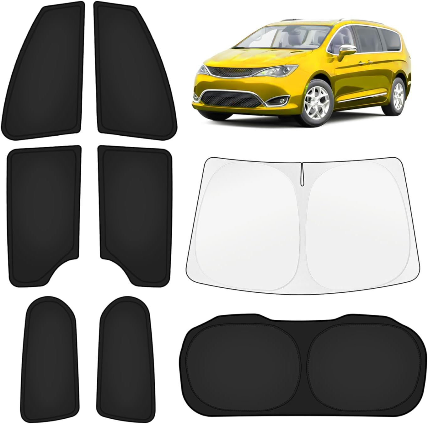 Car Window Shades for Chrysler Pacifica 2017-2025 2026 Windshield Sun Shade Side