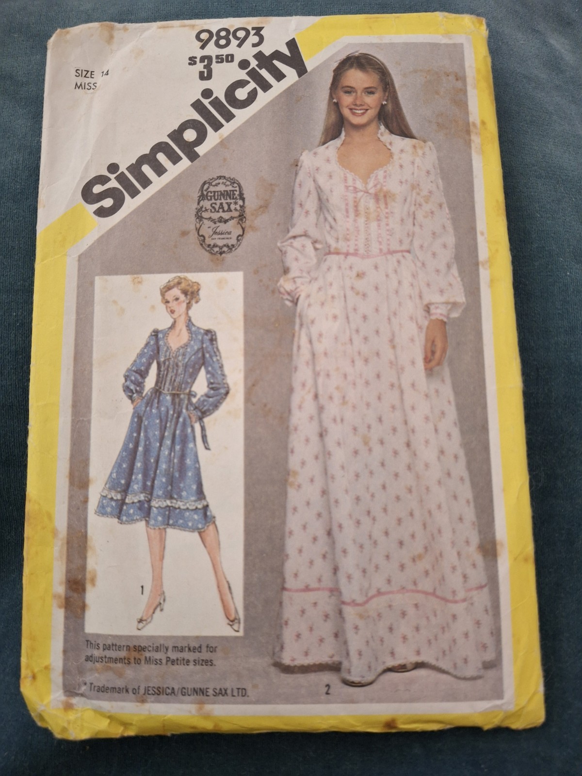 Vintage Simplicity Gunne Sax Dress Pattern 9893 Bust 36