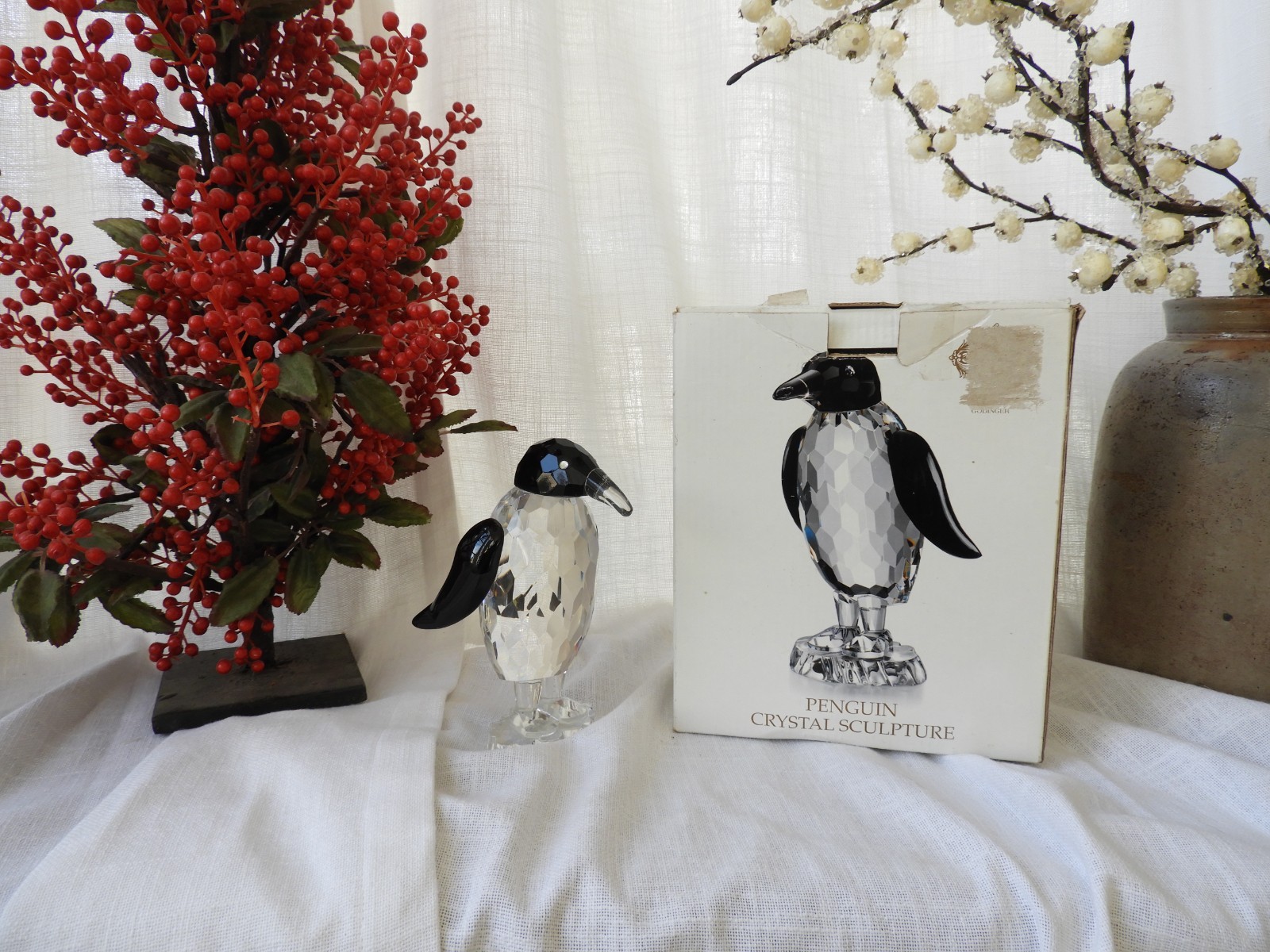 Vtg Shannon Crystal Penguin in Original Box by Godinger H6\