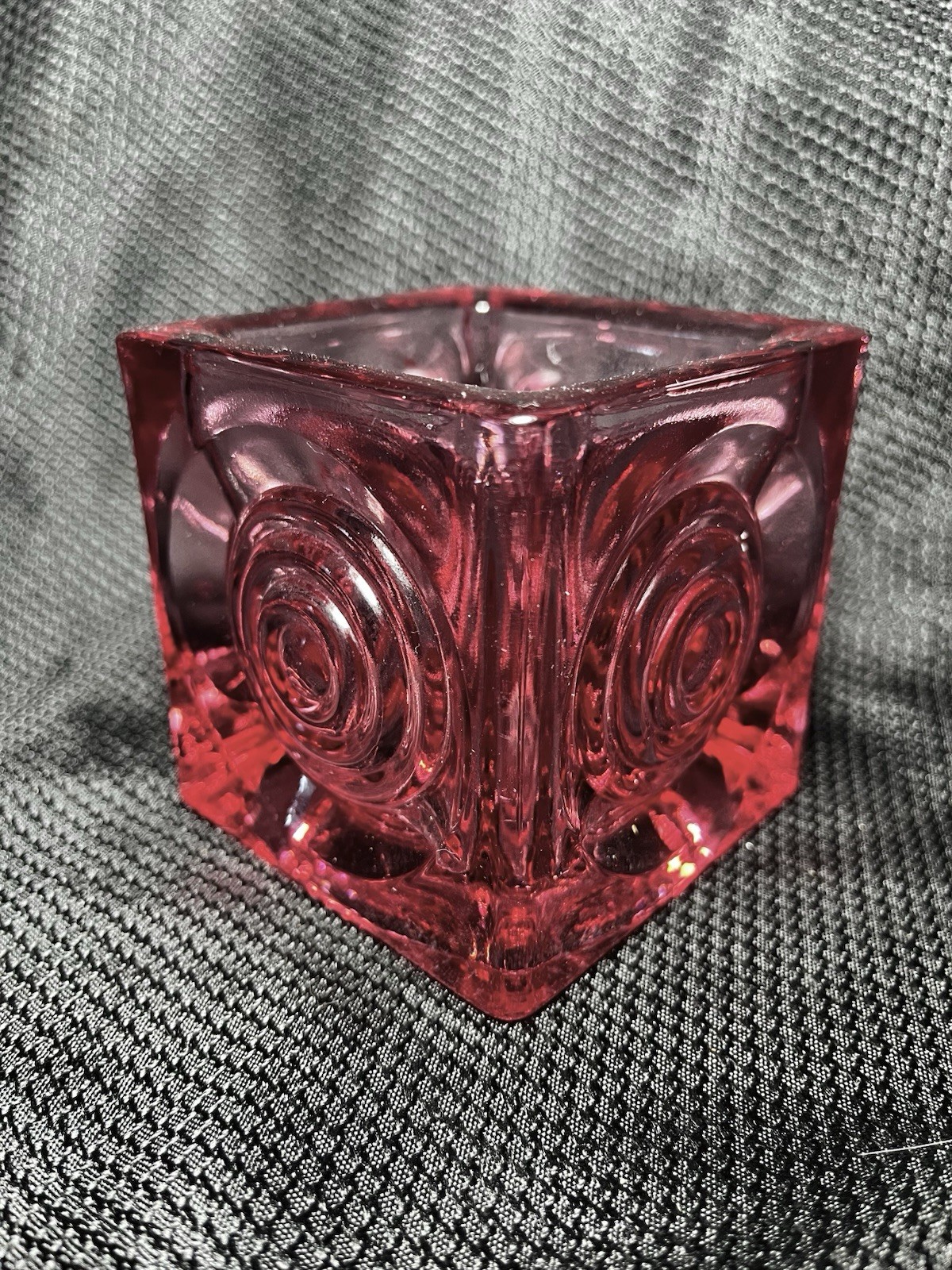 Harder to Find Viking Glass Pink Fuchsia Bullseye Candle Votive Holder Vintage