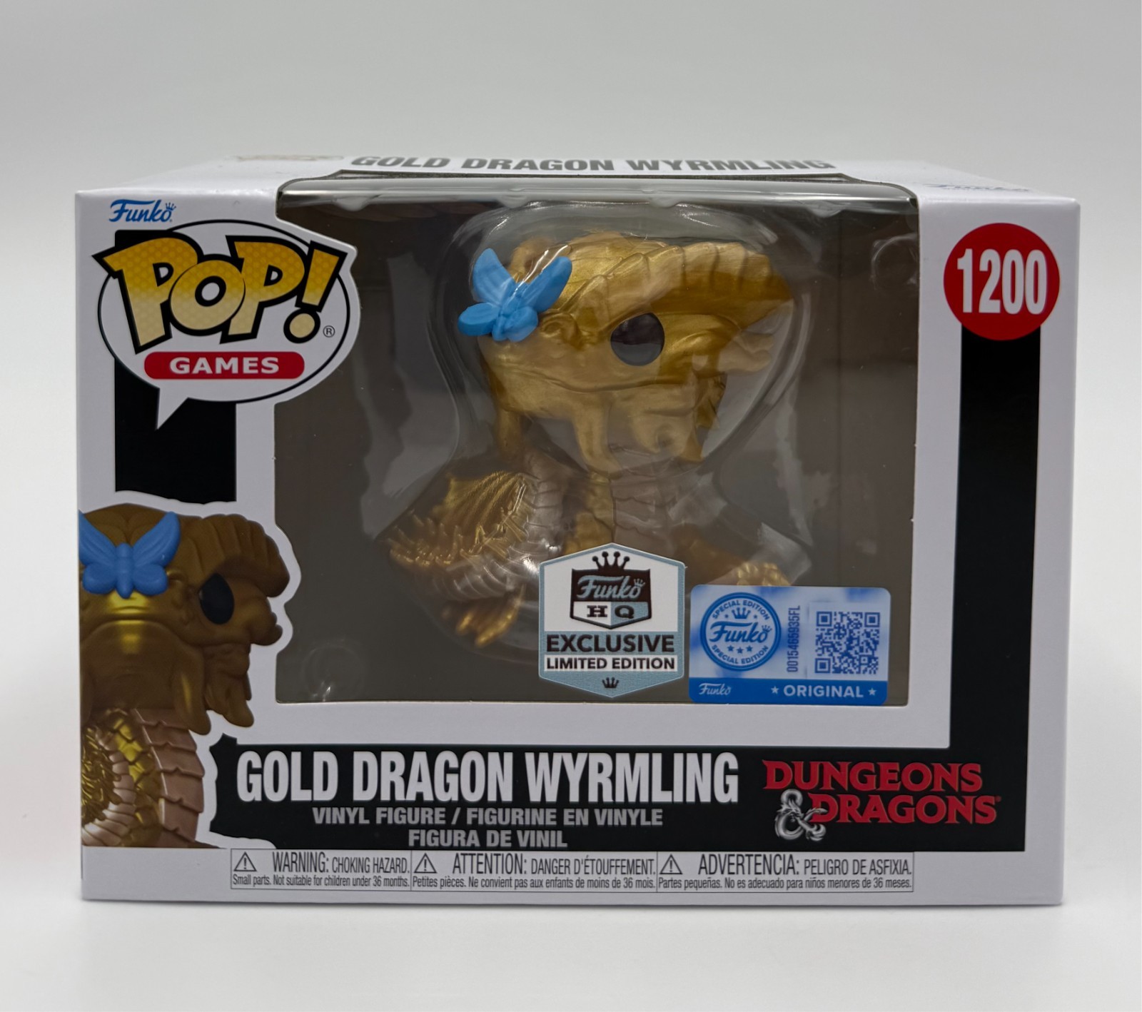 FUNKO POP DUNGEONS & DRAGONS GOLD DRAGON WYRMLING #1200 HQ EXCLUSIVE+PROTECTOR