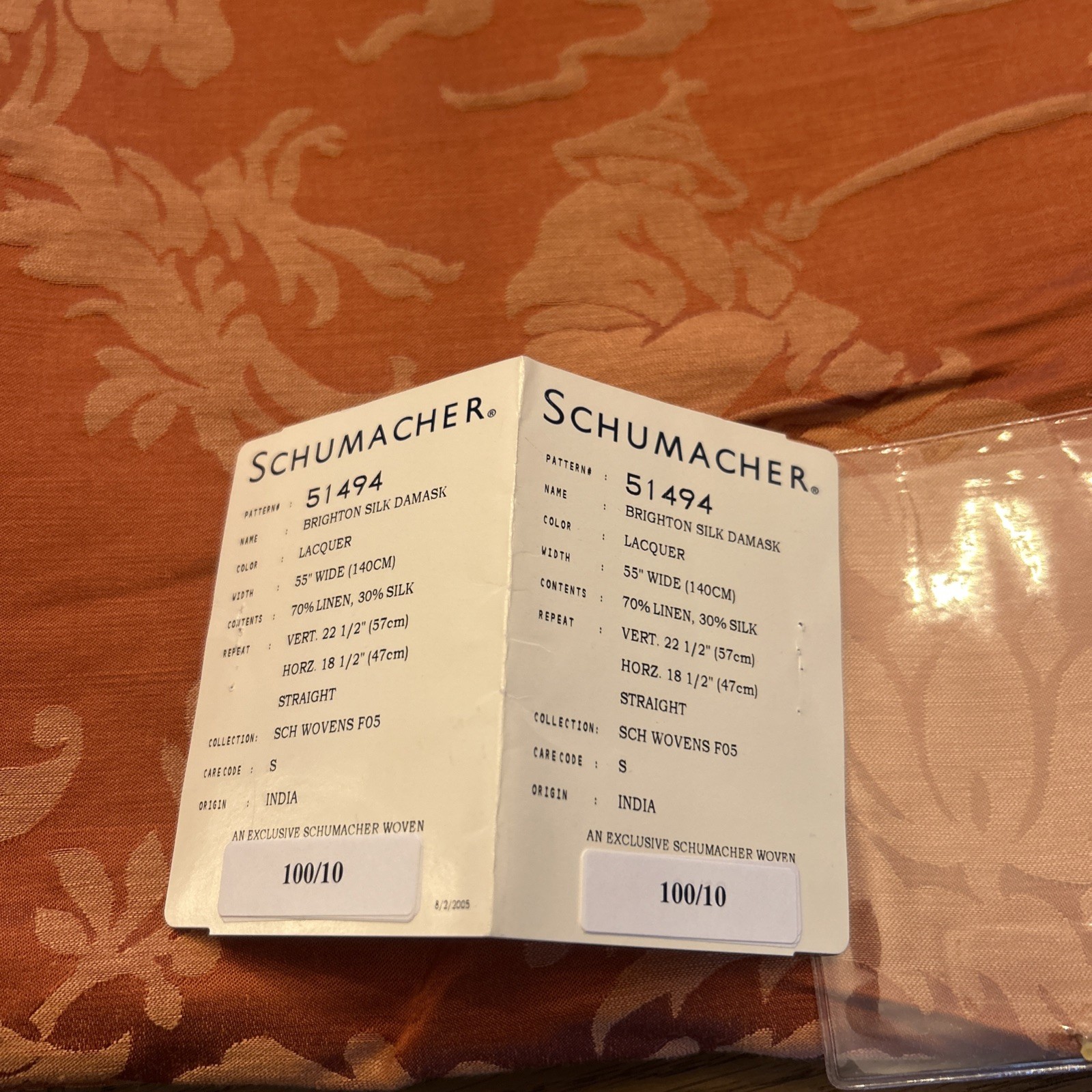 Exclusive Schumacher Brighton Silk Damask 51494 Lacquer Designer Fabric 94\