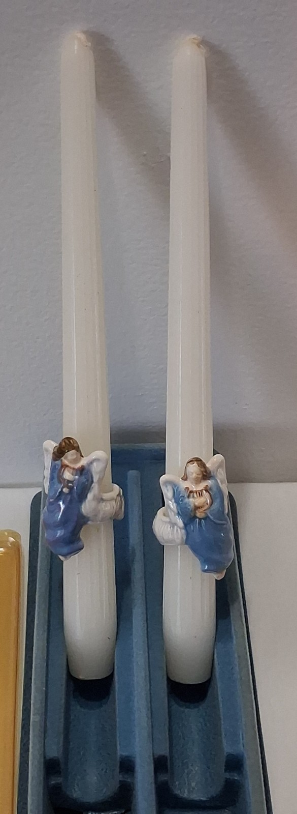 Vintage Avon 1983 Angel Candle Huggers Ceramic Rings Taper Candles Weiss Brazil
