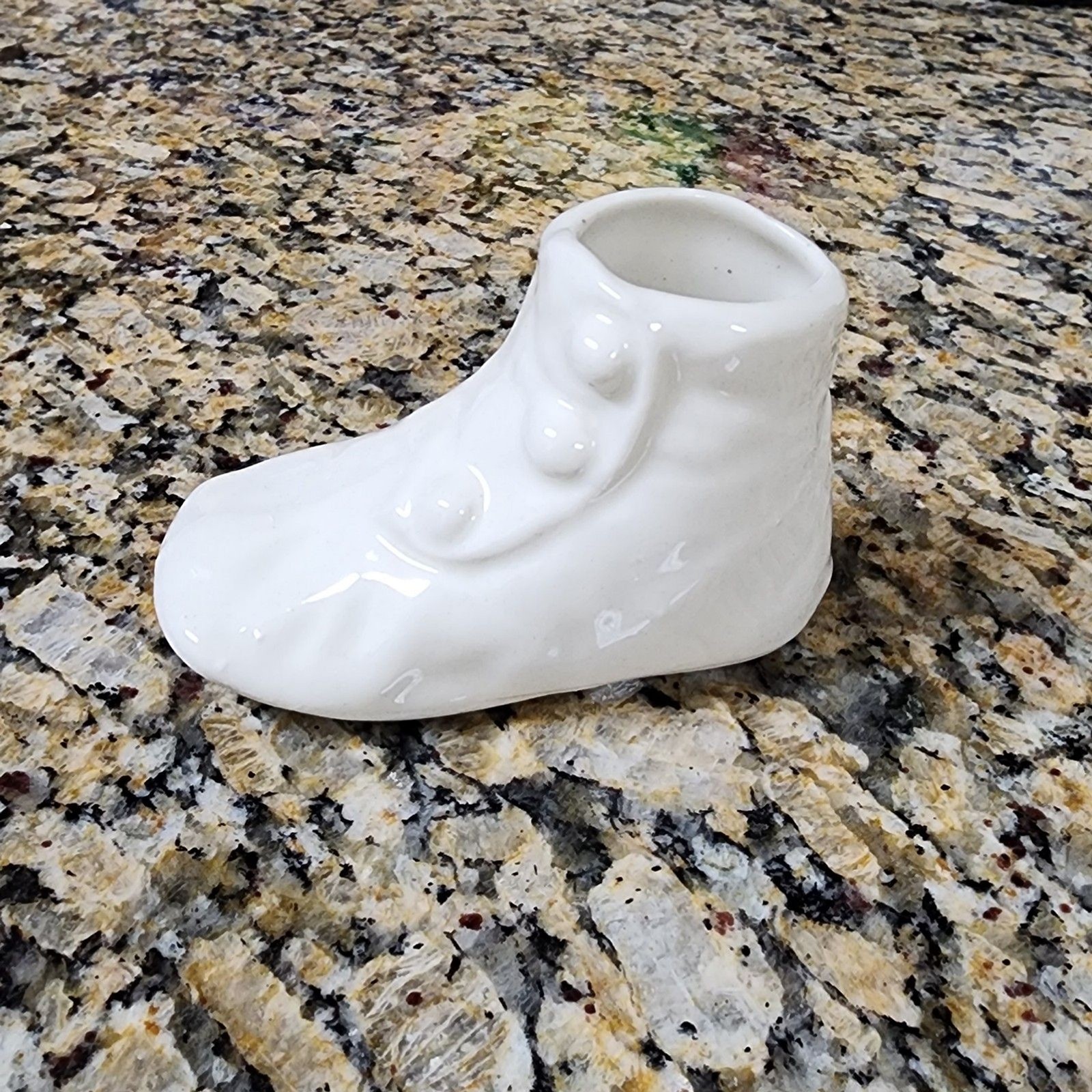 Vintage Baby Shoe Ceramic Planter Container Vase