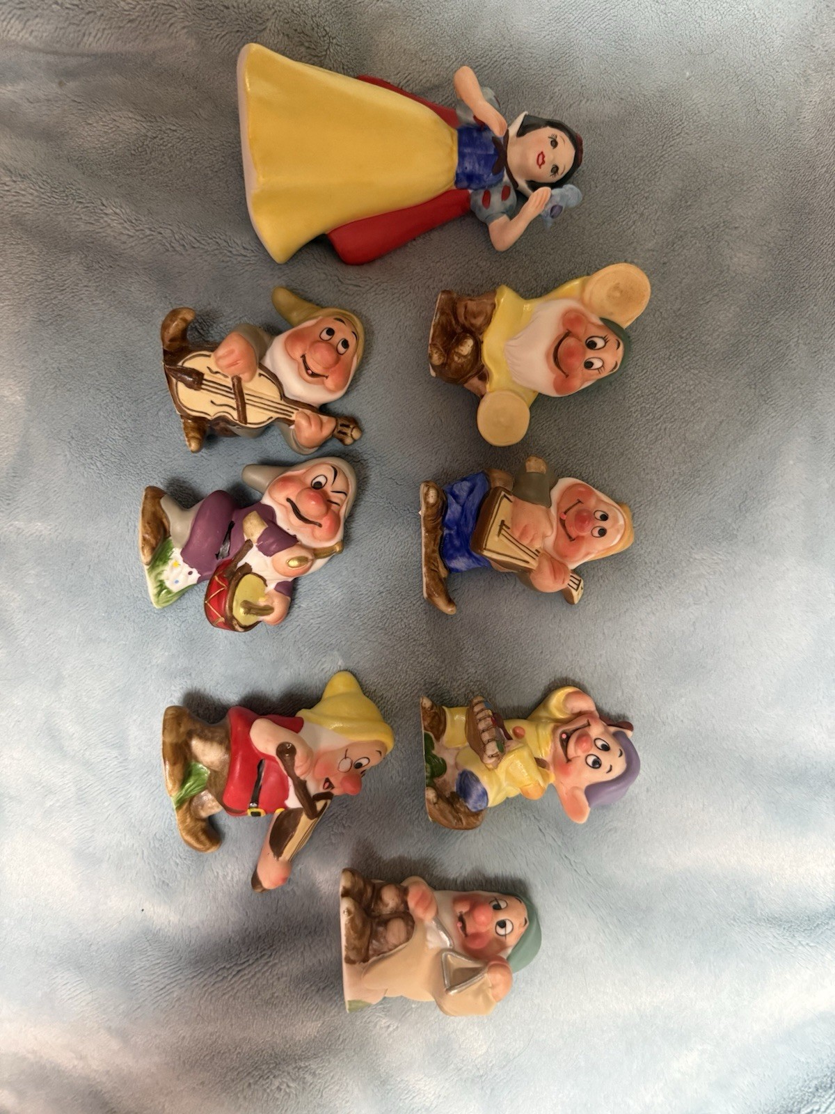 Vintage Schmid Disney Snow White & Seven Dwarfs Complete 8 Pc Figurine Set 