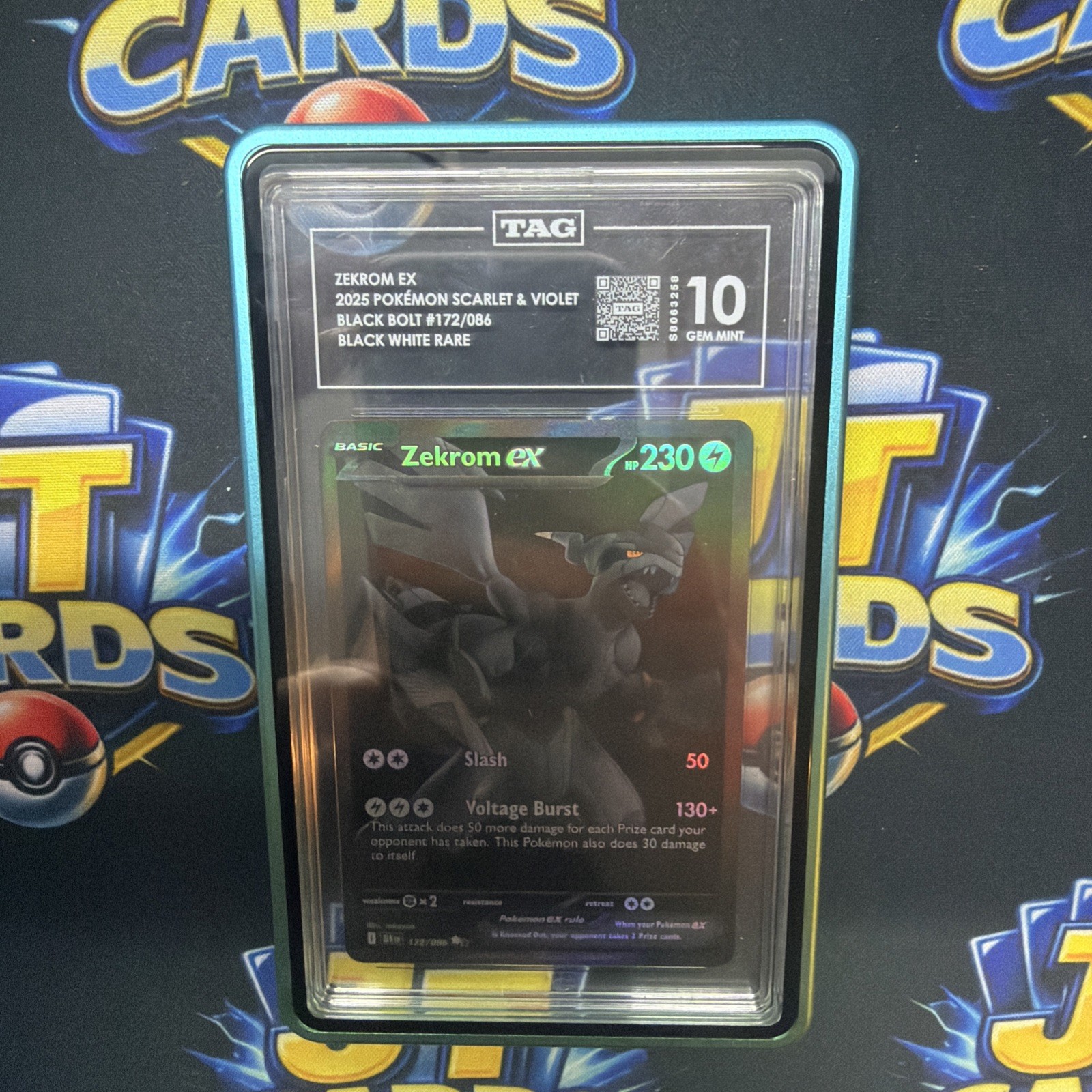 2025 Pokemon S&V Zekrom ex Black Bolt 172/086 Black White Rare TAG 10 
