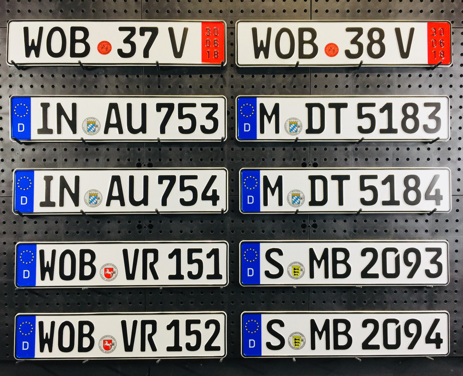 NEW European German License Plates for BMW, VW, Audi, and Mercedes Lot of 12 NEW European German License Plates for BMW, VW, Audi, and Mercedes Lot of 12