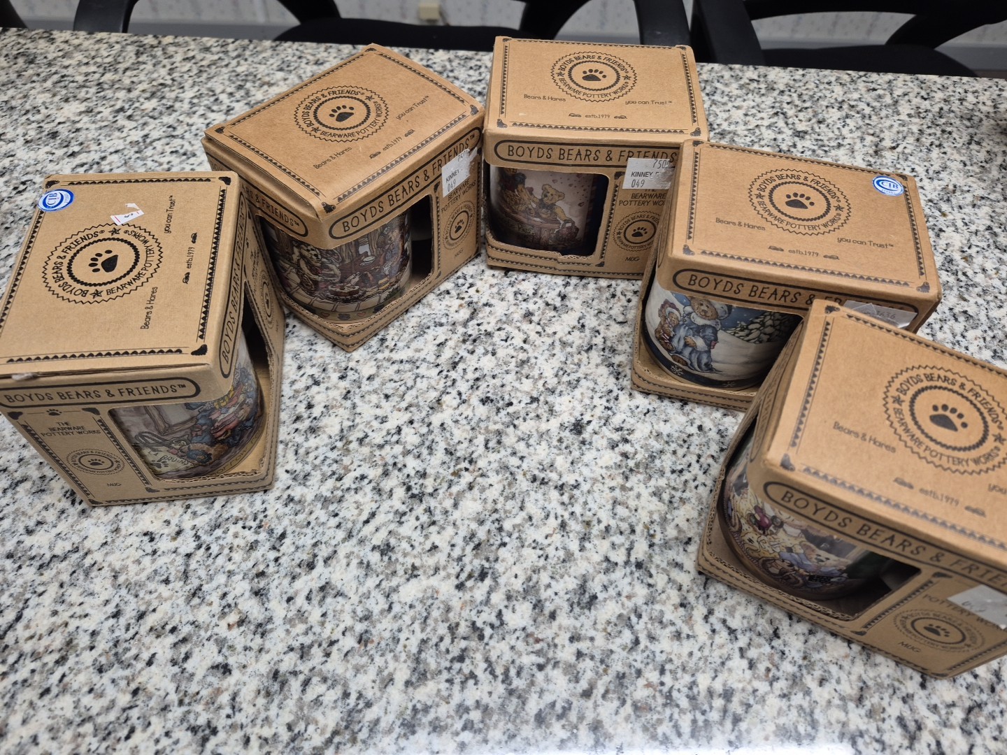 NIP Boyds Bears And Friends Mug Set Lot Of 5, 1998 - 2000 NIP Boyds Bears And Friends Mug Set Lot Of 5, 1998 - 2000