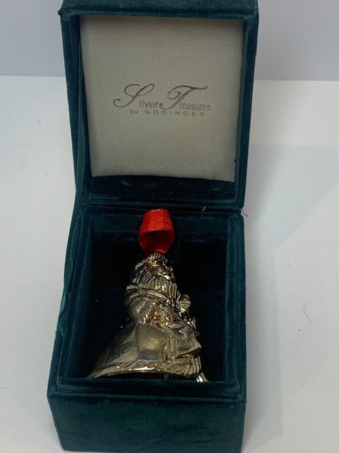 Vintage Godinger Silver Treasures Plated Figural Santa Claus Bell with the Box