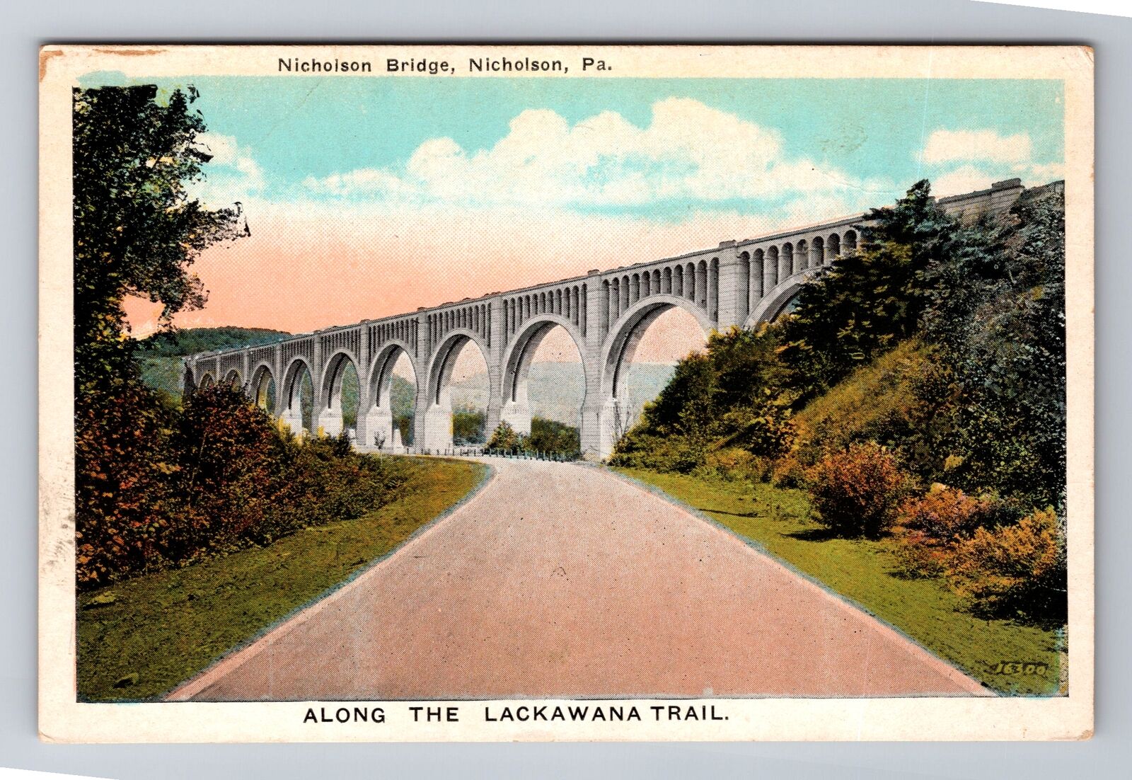 Nicholson PA-Pennsylvania, Bridge Along The Lackawana Trail, Vintage Postcard