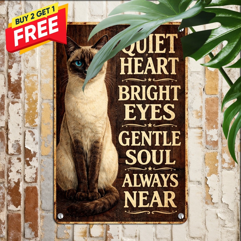 Elegant Siamese Cat Portrait Retro Pet Lover Parlor Salon Art Metal Tin Sign