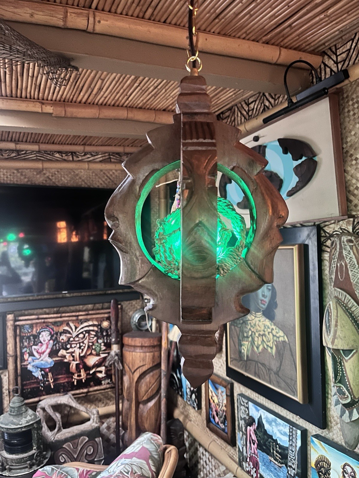 NEW Witco Style Lamp W/Glass Float Green  LED Tiki bar Oceanic